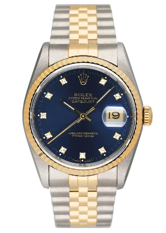 Rolex Watches: For a Life Well Lived –Rolex Datejust 16233 Diamond Blue Dial Mens Watch