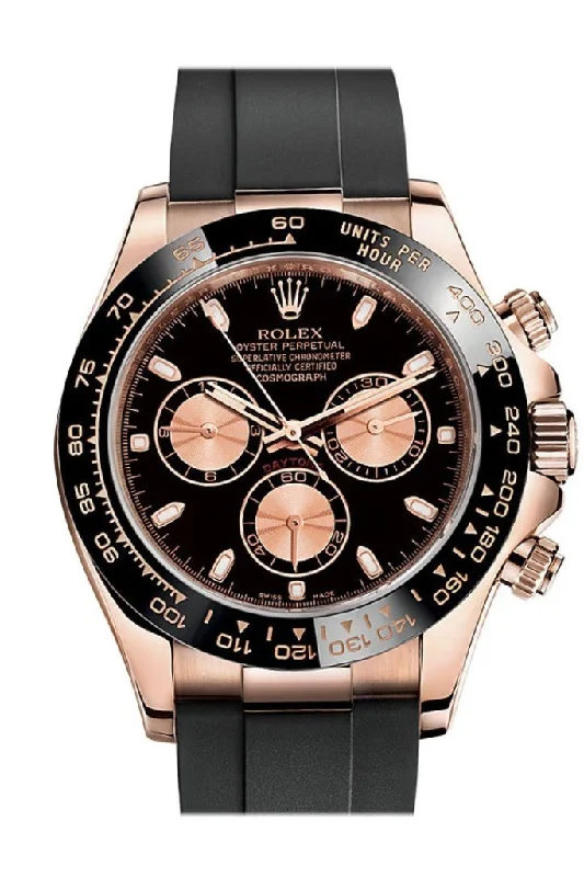 Find Classic Rolex Timepieces Today –Rolex Cosmograph Daytona Black and pink Dial Oysterflex Strap Mens Everose Watch 116515LN 116515