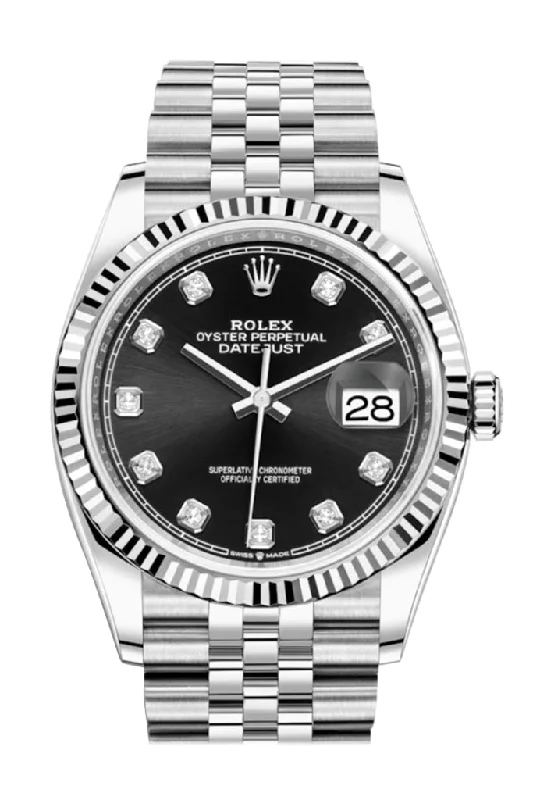 The Most Coveted Rolex Watches Available –Rolex Datejust 36 Black Diamond Dial Automatic Jubilee Watch 126234