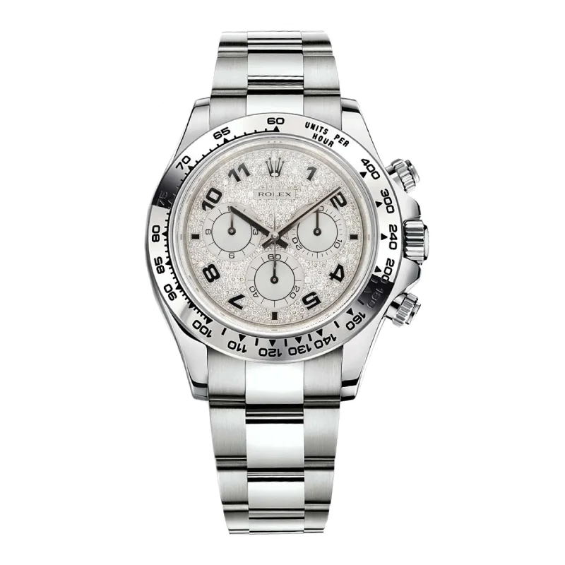 Explore Rare and Collectible Rolex Watches –Rolex Cosmograph Daytona 40mm - Ref: 116509PAVE - Pave Diamond Dial, 18K White Gold Oyster Bracelet Men's Watch