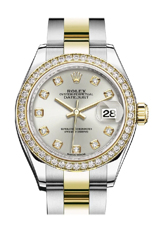 Rolex Watches: Perfectly Crafted for You –Rolex Datejust 28 Silver set with diamonds Dial Diamond Bezel Yellow Gold Ladies Watch 279383RBR 279383