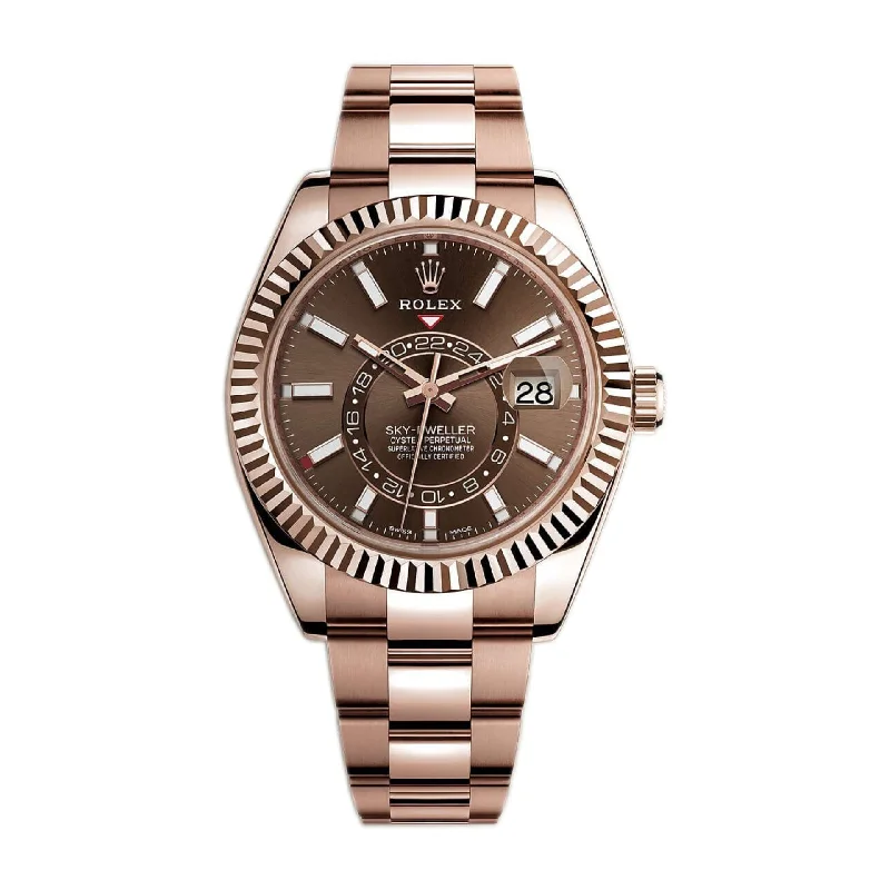 Shop Rolex Watches for Exceptional Quality –Rolex Sky-Dweller 42mm - Ref: 326935-0006 - Chocolate Stick Dial, 18K Rose Gold Oyster Bracelet Watch