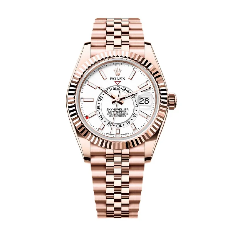 Discover the Art of Time with Rolex Watches –Rolex Sky-Dweller 42mm - Ref: 336935-0007 - Intense White Stick Dial, 18K Rose Gold Jubilee Bracelet Watch