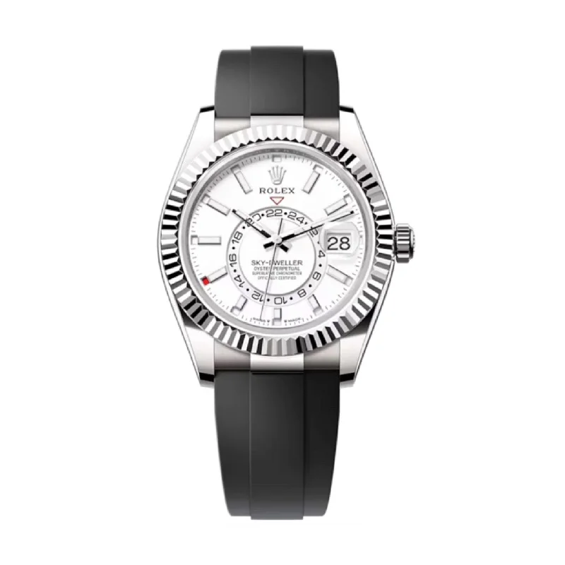 Find the Rolex Watch of Your Dreams –Rolex Sky-Dweller 42mm - Ref: 336239 - Intense White Stick Dial & 18K White Gold Case, Black Oysterflex Bracelet Watch