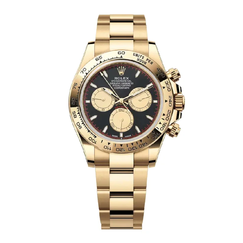 Iconic Rolex Watches Now Available –Rolex Cosmograph Daytona 40mm - Ref: 126508 - Black & Champagne Index Dial, 18K Yellow Gold Oyster Bracelet Men's Watch