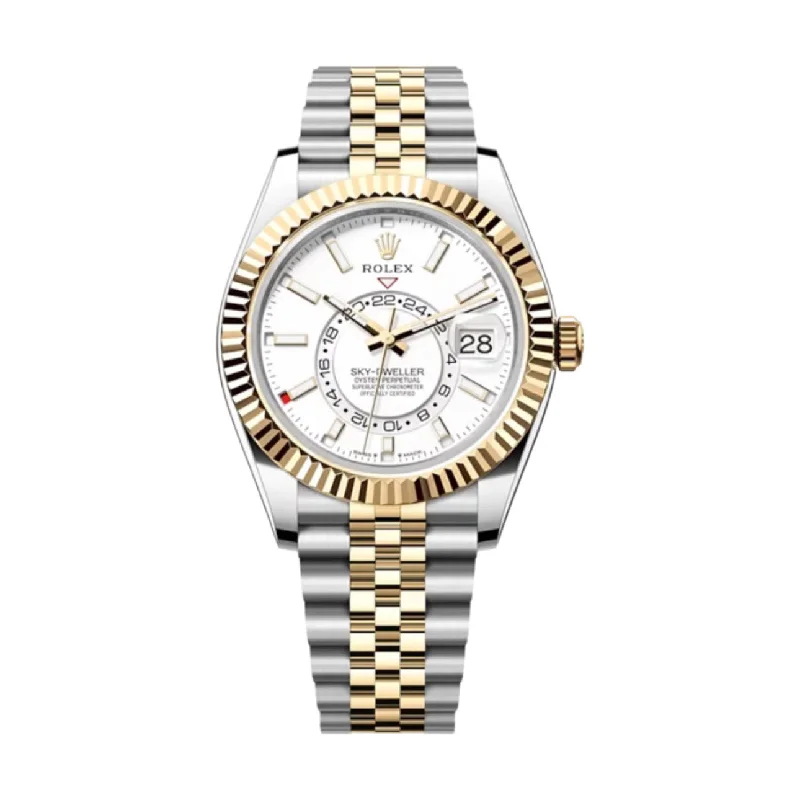 Explore Rare Rolex Timepieces –Rolex Sky-Dweller 42mm - Ref: 336933 - Intense White Stick Dial, Two Tone Stainless Steel & 18K Yellow Gold Jubilee Bracelet Watch