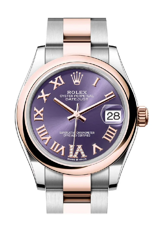 Rolex Watches: A Legacy of Craftsmanship –Rolex Datejust 31 Aubergine Roman Diamond 6 Dial Rose Gold Steel Ladies Watch 278241 278241-0019