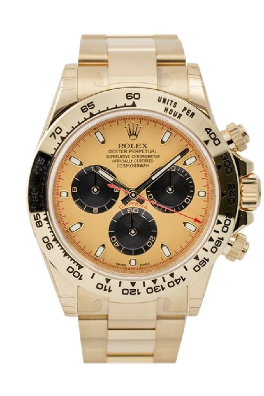 Luxury Rolex Watches to Complete Your Look –Rolex Cosmograph Daytona Champagne Dial Black Sub dials 18K Yellow Gold Oyster Men's Watch 116508