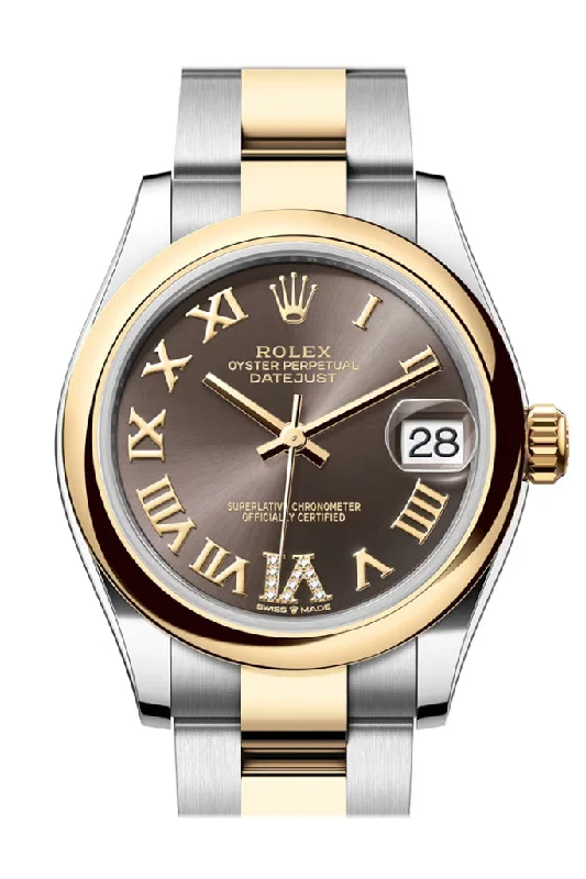 Discover the Legacy of Rolex Watches –Rolex Datejust 31 Dark Grey Roman Diamond on 6 Dial Yellow Gold Steel Ladies Watch 278243 278243-0017