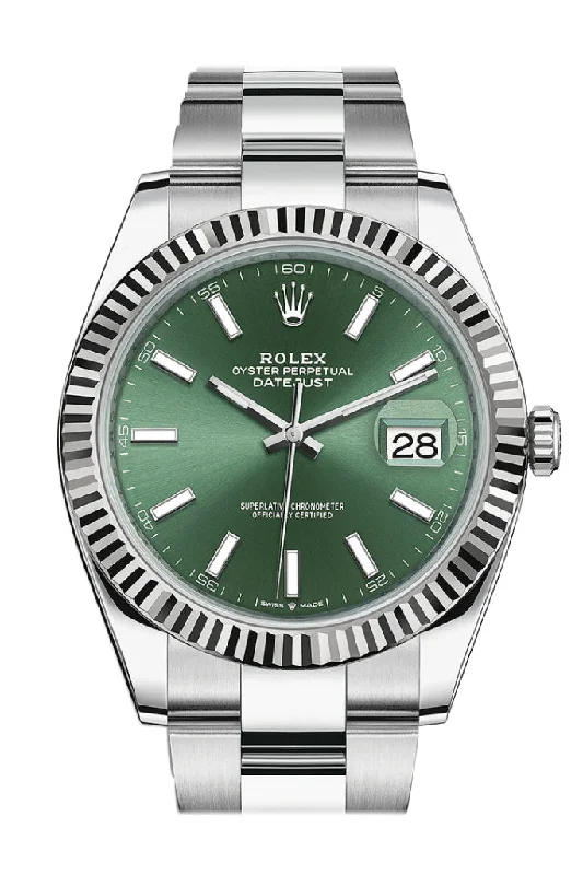 The Best Rolex Watches for Your Collection –Rolex Datejust 41 Green Stick Dial White Gold Oyster Men's Watch 126334