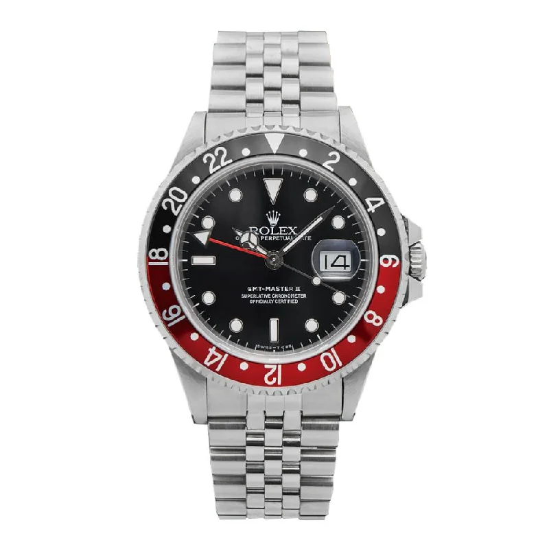 Shop Rolex Watches for Precision and Style –Rolex GMT-Master II "Fat Lady Coke" 40mm - Ref: 16760 -  Black Dial, Red & Black Bezel, Stainless Steel Oyster Bracelet Men's Watch