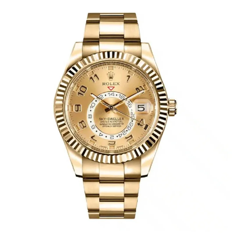 Discover Rolex Watches for Every Lifestyle –Rolex Sky-Dweller 42mm - Ref: 326938 - Champagne Dial, 18K Yellow Gold Oyster Bracelet Men's Watch