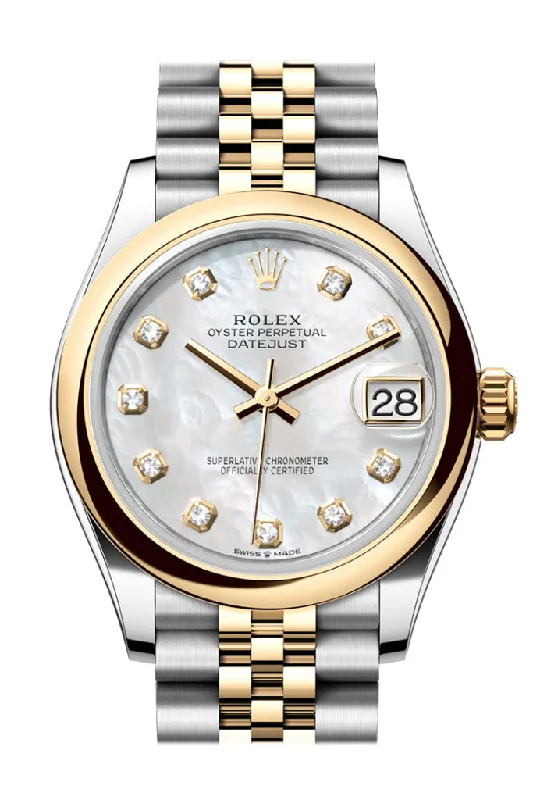 Rolex Watches: Precision and Elegance Combined –Rolex Datejust 31 White Mother of Pearl Diamond Dial Yellow Gold Steel Jubilee Ladies Watch 278243 278243-0028