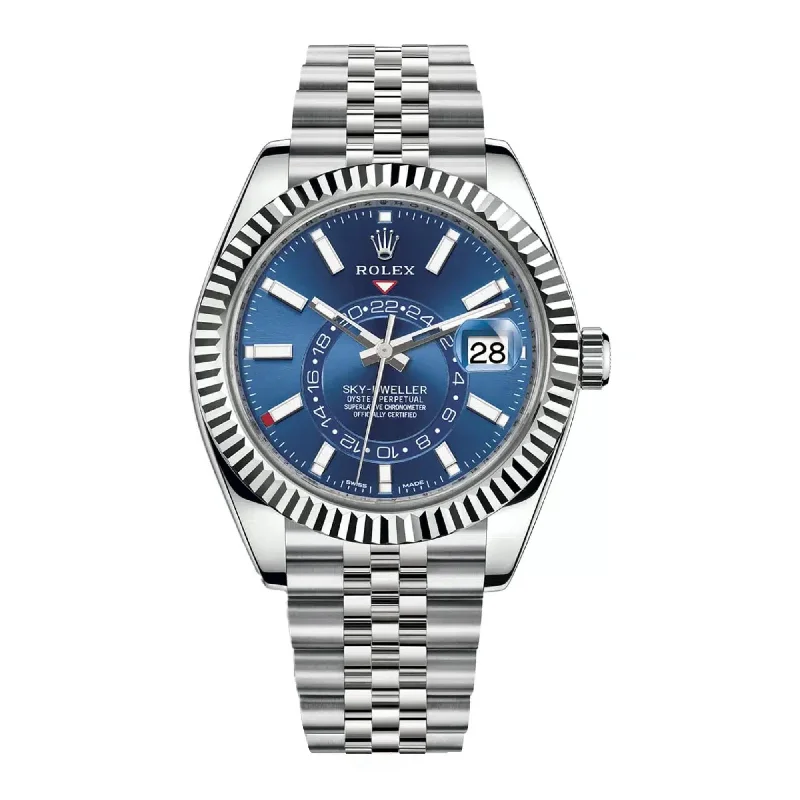 Browse the Latest Rolex Watch Designs –Rolex Sky-Dweller 42mm - Ref: 326934-0004 - Bright Blue Stick Dial, Stainless Steel Jubilee Bracelet Watch