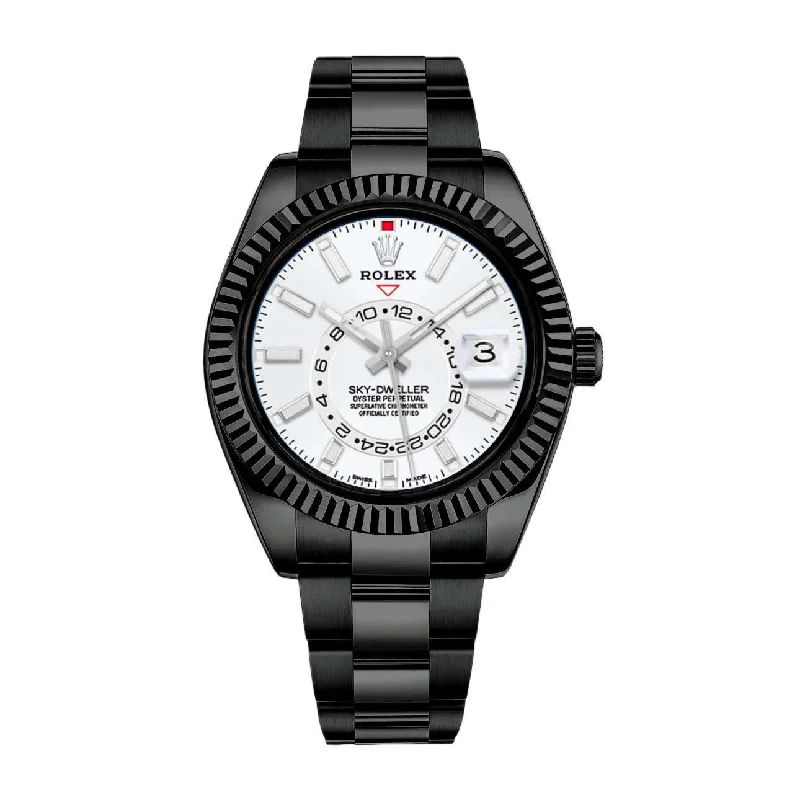 Unleash Your Style with Rolex Watches –Rolex Sky-Dweller 42mm - Ref: 336934 (PVD) - Intense White Stick Dial, Black PVD Stainless Steel Oyster Bracelet Watch