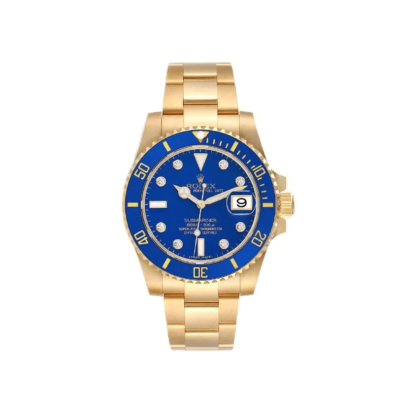 Unveil the Beauty of Rolex Watches –Rolex Submariner Date 116618LB Yellow Gold Blue Diamond Dial (2018)