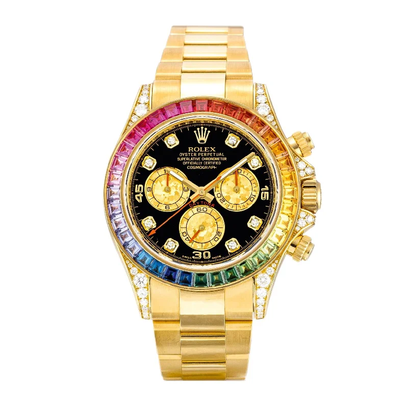 Rolex Watches: Unrivaled Style and Precision –Rolex Cosmograph Daytona 40mm - Ref: 116506 ib-1 - Black Sapphire Rainbow Dial & Bezel, 18K Yellow Gold Oyster Bracelet Men's Watch