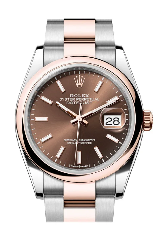 Explore the Exclusive World of Rolex Watches –Rolex Datejust 36 Chocolate Dial Dome Rose Gold Two Tone Oyster Watch 126201