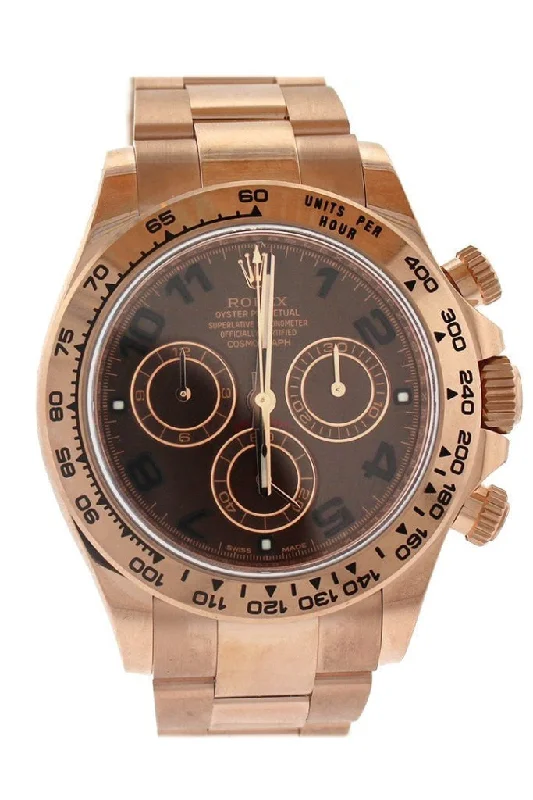 Own a Legendary Rolex Watch –Rolex Cosmograph Daytona Chocolate Dial 18K Everose Gold Rolex Oyster Automatic Men's Watch 116505