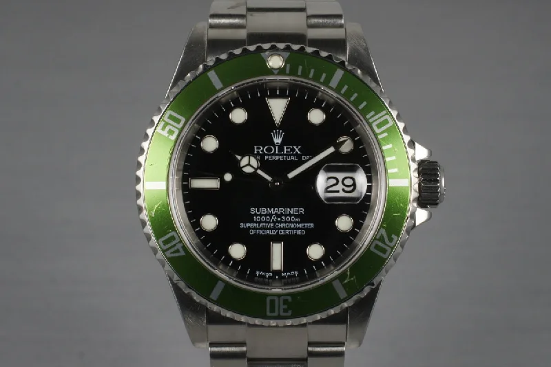 Find the Rolex Watch That Complements Your Lifestyle –2005 Rolex Green Submariner 16610V with Box and Papers