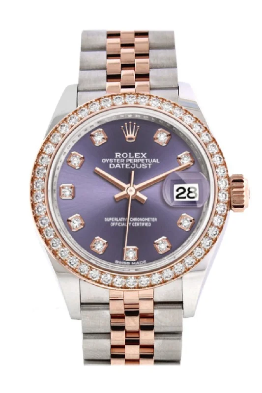 Rolex Watches: Crafted for the Elite –Rolex Datejust 28 Aubergine Diamonds DialDiamond Bezel Rose Gold Two Tone Watch 279381RBR 279381