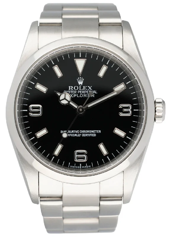 Luxury Rolex Watches for Men –Rolex Explorer 114270 Steel Mens Watch Box & Papers