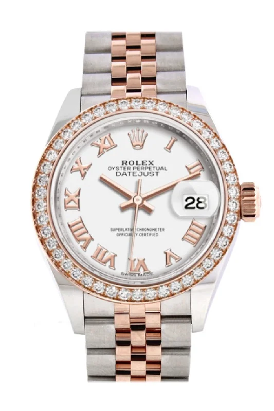 Rolex Watches – Precision in Every Detail –Rolex Datejust 28 White Roman  Dial White Roman Dial Diamond Bezel Rose Gold Two Tone Watch 279381RBR 279381