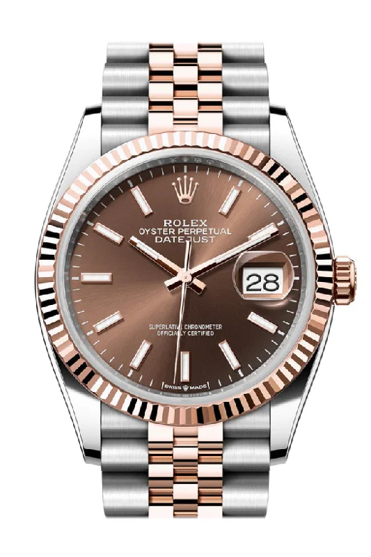 Rolex Watches – An Icon in Every Detail –Rolex Datejust 36 Chocolate Dial Fluted Rose Gold Two Tone Jubilee Watch 126231