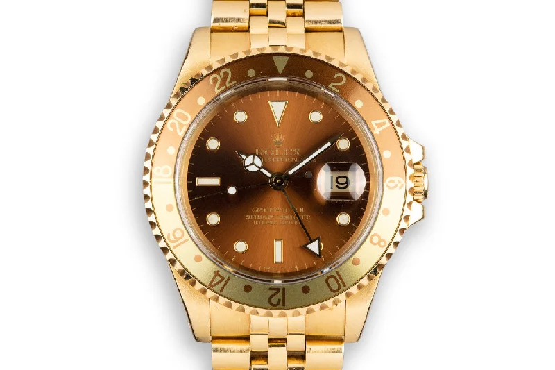 Master the Art of Time with Rolex Watches –1993 Rolex 18K YG GMT-Master II 16718 with "Root beer" Dial