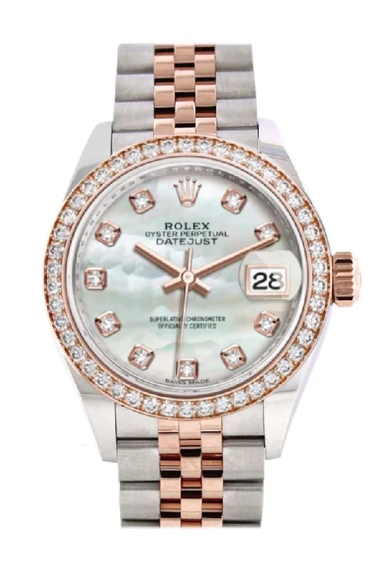 Shop Rolex Watches for Precision and Style –Rolex Datejust 28 Mother-of-pearl Diamonds Dial Diamond Bezel Rose Gold Two Tone Watch 279381RBR 279381