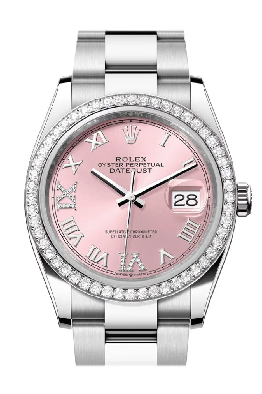 Rolex Watches: Where Craftsmanship Meets Luxury –Rolex Datejust 36 Pink Roman Dial Diamond Bezel Watch 126284RBR 126284RBR-0024