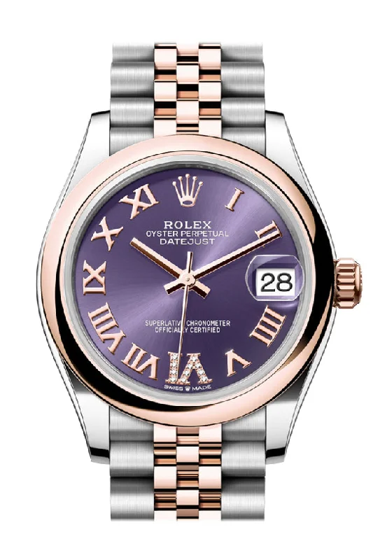 Luxury Rolex Watches for Every Occasion –Rolex Datejust 31 Aubergine Diamond Dial Rose Gold Steel Jubilee Ladies Watch 278241 278241-0018