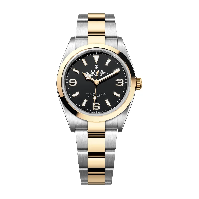 Explore the World of Rolex Watches –Rolex Explorer 36mm - Ref: 124273-0001 - Black Index & Arabic Numerals Dial, Two Tone Stainless Steel & 18K Yellow Gold Oyster Bracelet Watch