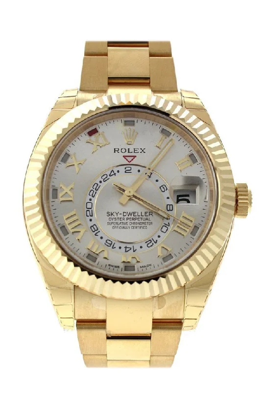 Rolex Watches – An Icon in Every Detail –ROLEX Sky-Dweller 42 Silver Roman Dial Yellow Gold Men's Watch 326938