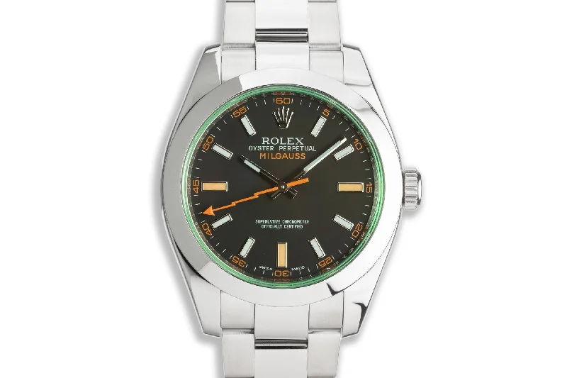 The Most Coveted Rolex Watches Available –2011 Rolex Milgauss Green 116400GV with Card