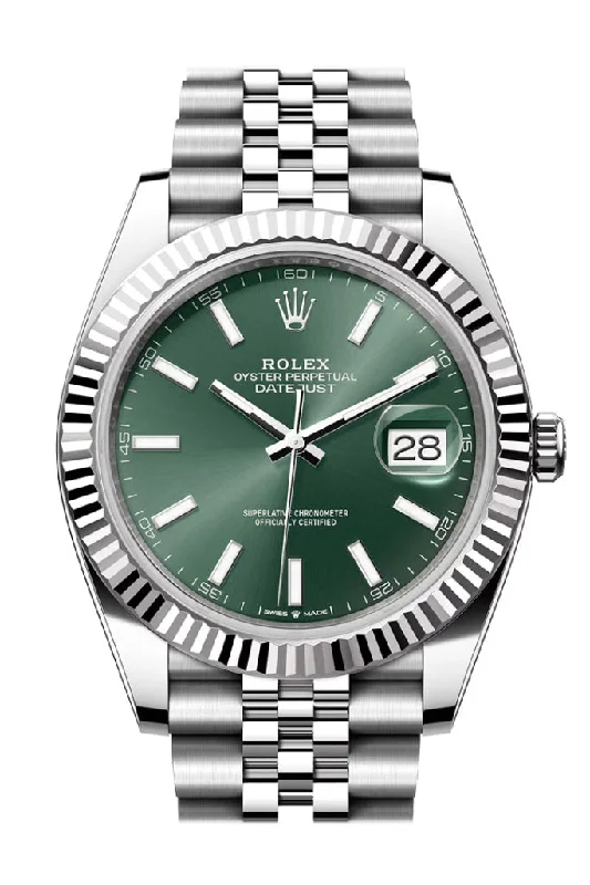 Unrivaled Quality with Rolex Watches –Rolex Datejust 41 Green Dial Fluted Bezel Jubilee Bracelet 126334