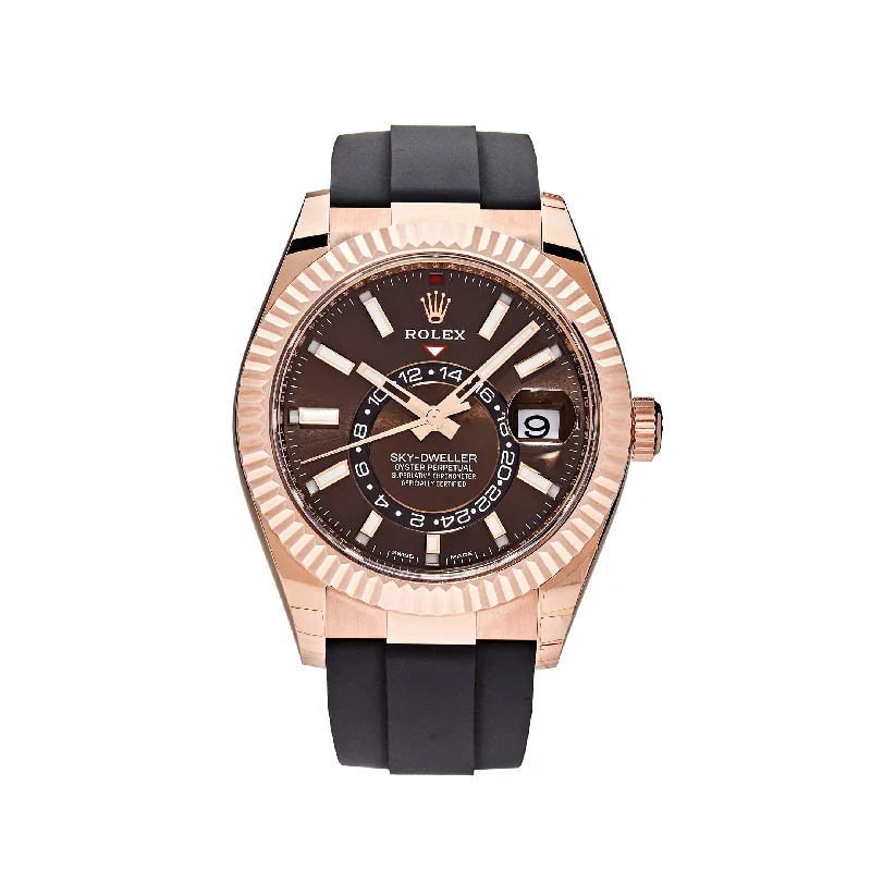 The Most Elegant Rolex Watches Are Here –Rolex Sky-Dweller 326235 Rose Gold Brown Chocolate Dial Oysterflex