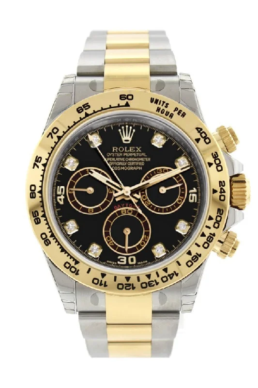 Rolex Watches: The Art of Swiss Watchmaking –ROLEX Cosmograph Daytona Black Diamond Dial Steel 18K Yellow Gold Men's Watch 116503