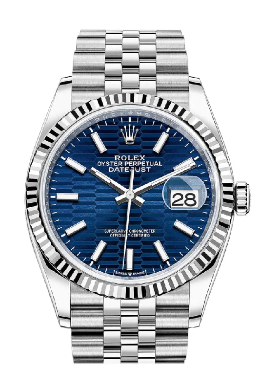 Rolex Watches: Elevate Your Wrist Style –Rolex Datejust 36 Bright Blue Fluted Motif Dial Fluted Jubilee Watch 126234