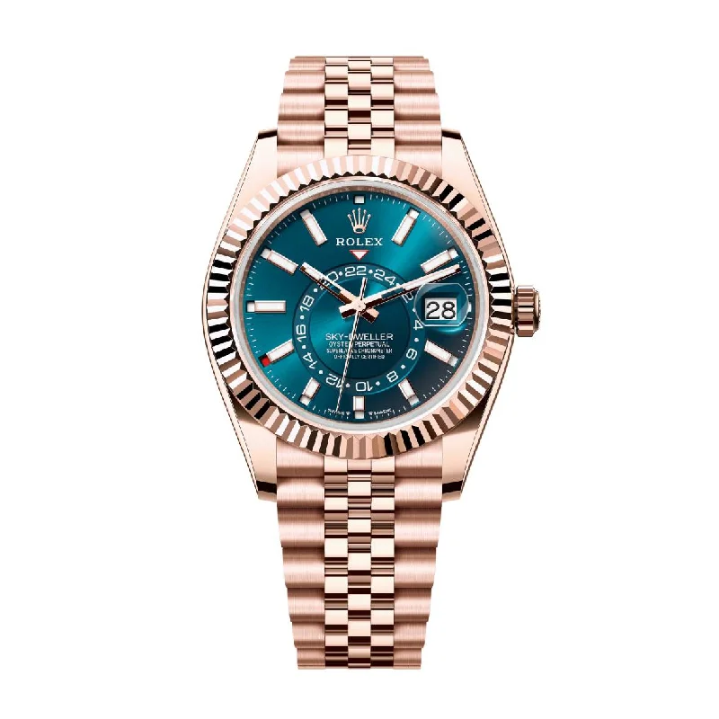 Rolex Watches – Luxury That Lasts a Lifetime –Rolex Sky-Dweller 42mm - Ref: 336935-0005 - Blue-Green Stick Dial, 18K Rose Gold Jubilee Bracelet Watch