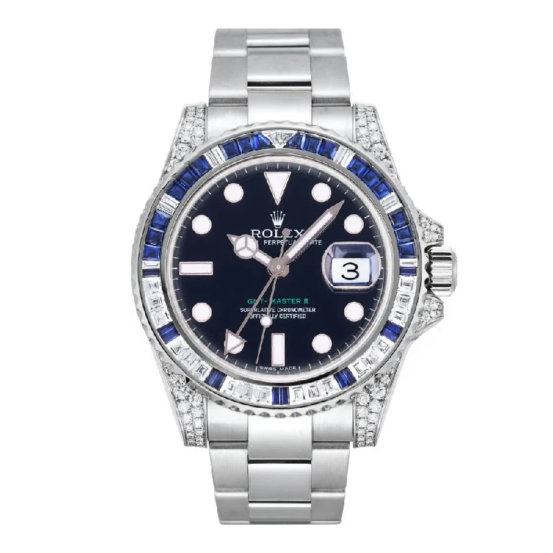 Find Your Signature Rolex Watch –Rolex GMT-Master II 40mm - Ref: 116759SA - Black Dial, Diamond & Sapphire Bezel, Diamond Case, 18K White Gold Oyster Bracelet Men's Watch