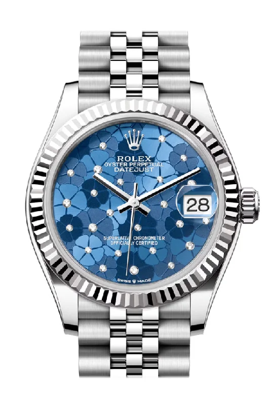 Rolex Watches: Perfectly Crafted for You –Rolex Datejust 31 Blue Floral Diamond Dial Fluted Bezel Jubilee Ladies Watch 278274 278274-0036