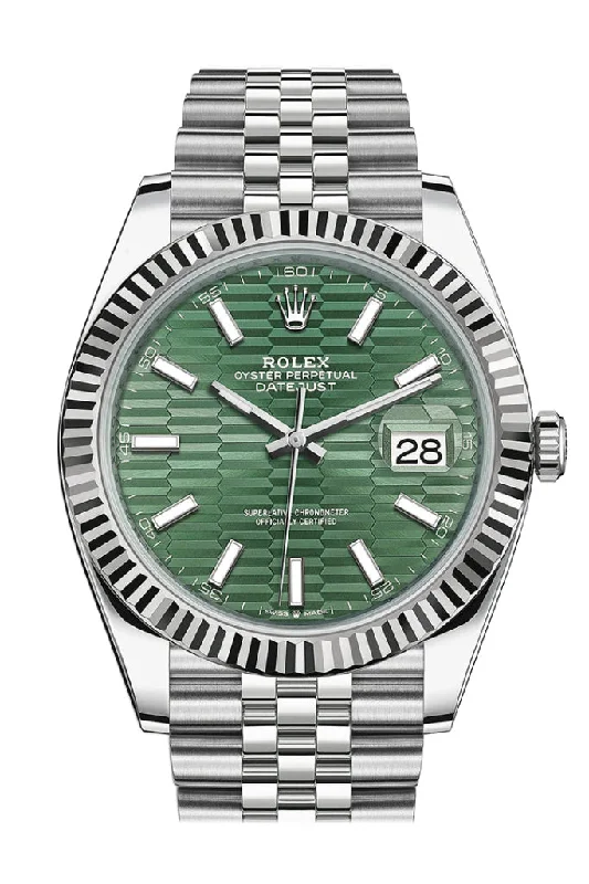 Rolex Watches – Invest in Timeless Quality –Rolex Datejust 41 Green Fluted Dial  White Gold Jubilee 126334 126334-0030