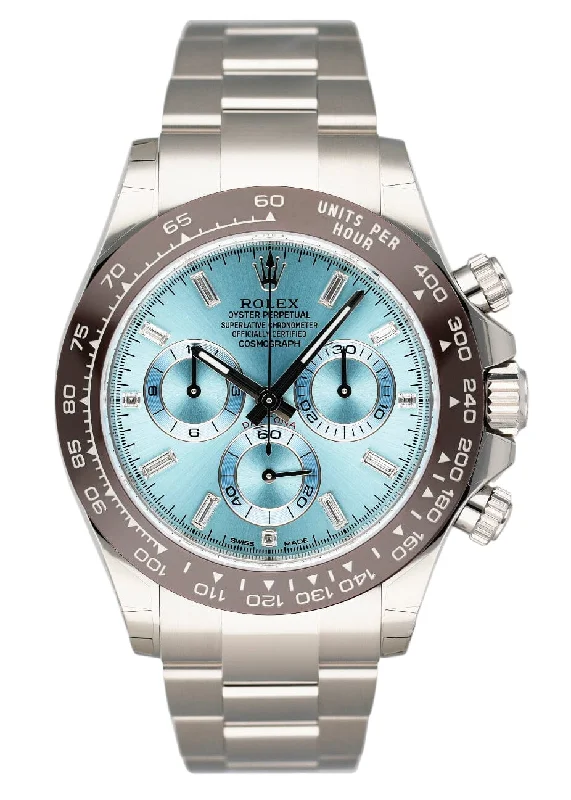 The Most Elegant Rolex Watches Are Here –Rolex Cosmograph Daytona 116506 Ice-Blue Dial Platinum Mens Watch Box Papers