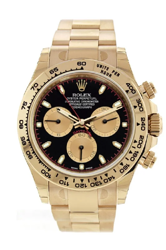 Luxury Rolex Watches to Complete Your Look –Rolex Cosmograph Daytona Black and Champagne Dial Men's 18kt Yellow Gold Oyster Watch 116508