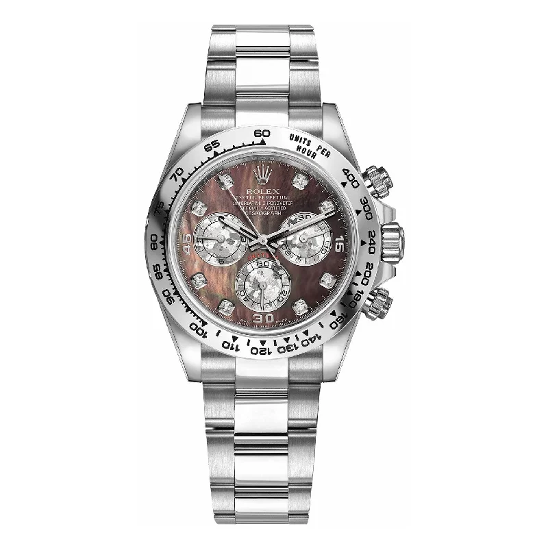 Rolex Watches: Timelessly Designed for You –Rolex Cosmograph Daytona 40mm - Ref: 116509-0044 - Black Mother of Pearl Diamond Dial, 18K White Gold Oyster Bracelet Men's Watch