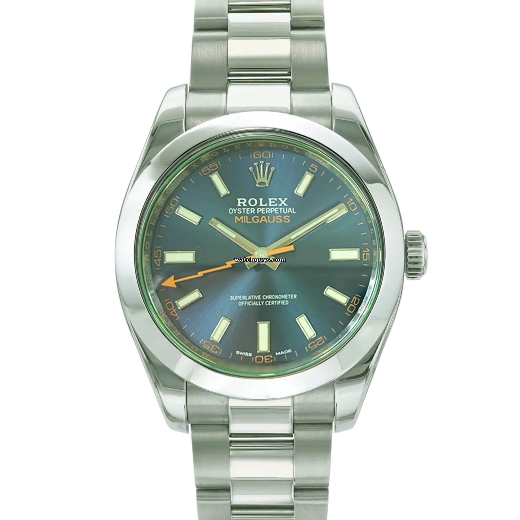 Timeless Rolex Watches Available Now –Rolex Milgauss 116400GV Blue Green Crystal