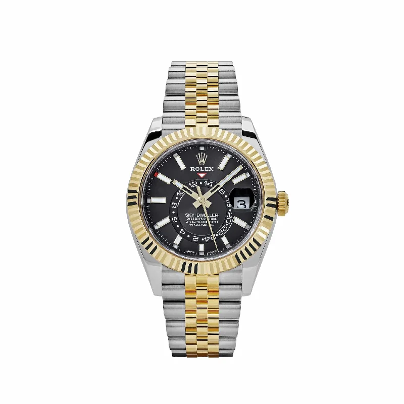 Explore Exquisite Rolex Watches Online –Rolex Sky-Dweller 326933 Stainless Steel Yellow Gold Jubilee Black Dial