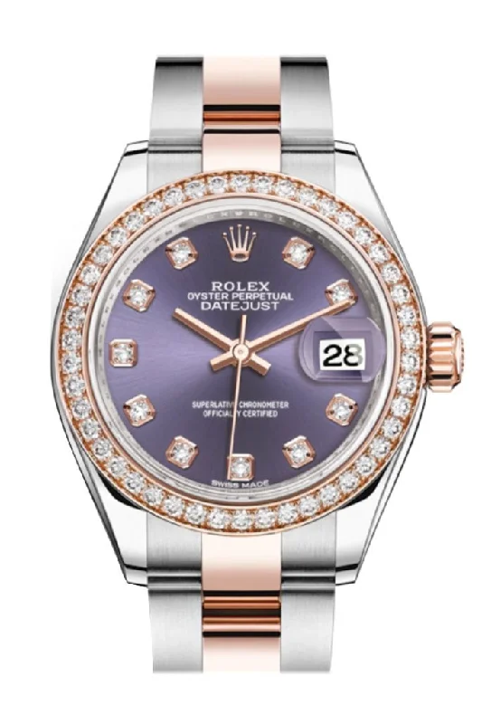 Rolex Watches: A Symbol of Prestige –Rolex Datejust 28 Aubergine Diamonds Dial Diamond Bezel Rose Gold Two Tone Watch 279381RBR 279381