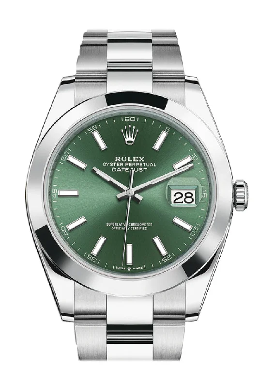 Shop Iconic Rolex Watches with Exceptional Craftsmanship –Rolex Datejust 41 Green Stick Dial Oyster Men's Watch 126300 126300-0019